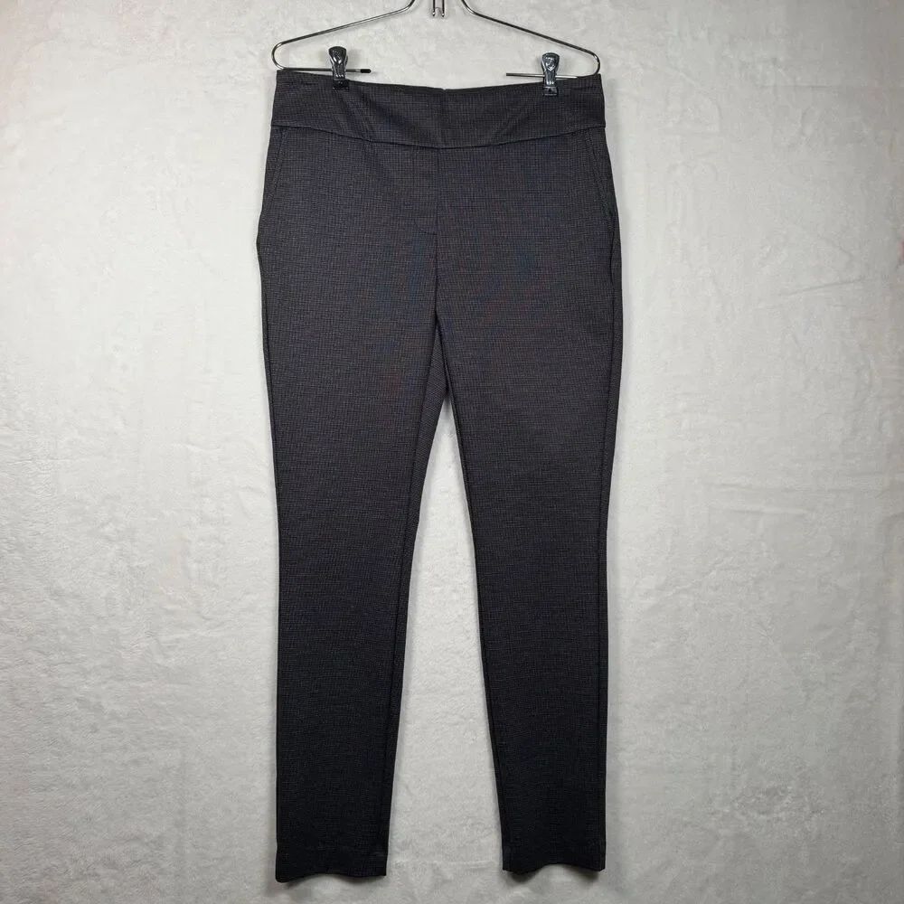Dalia Pull On Ponte Pants Women's M Black/Gray Stretch Career Dress Knit Pockets